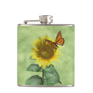 Sunflower and Butterfly Hip Flask