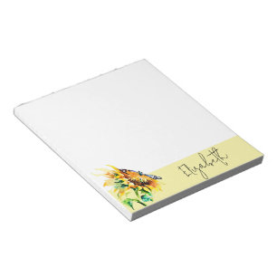 Sunflower and butterfly personalised notepad