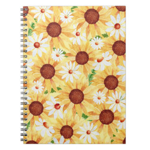 Sunflower and Daisy Watercolor  Notebook