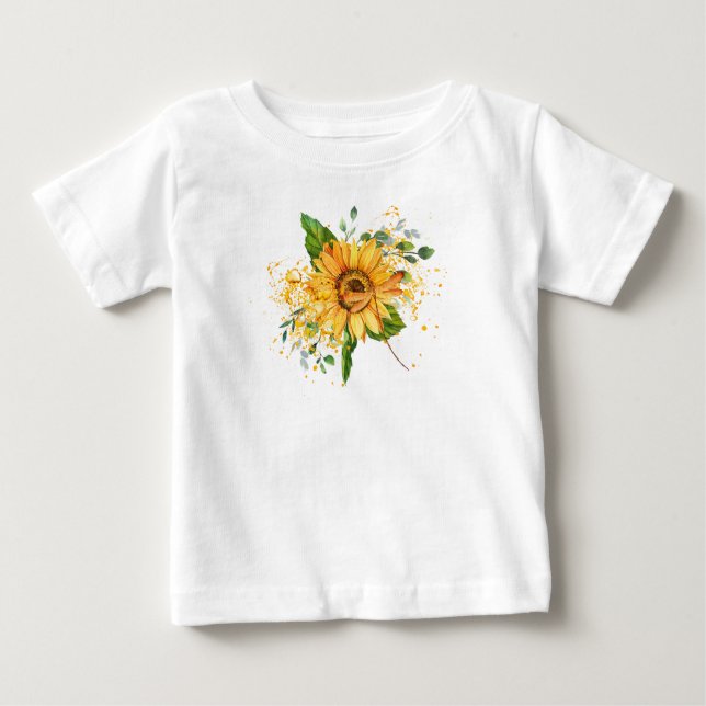 Sunflower and dragonfly splatter fall baby T-Shirt (Front)