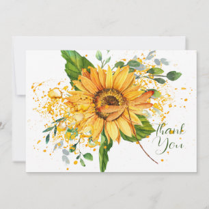 Sunflower and dragonfly splatter Thanksgiving Card