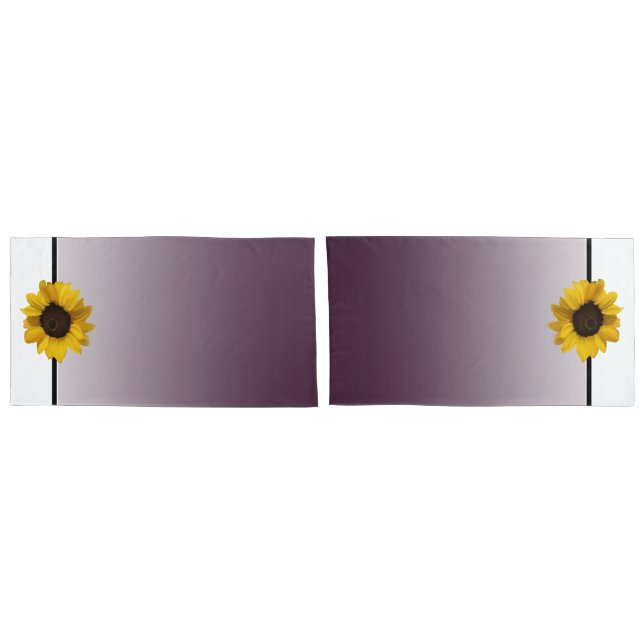 Sunflower and eggplant colour fade, 2 designs pillowcase (Back-Set)