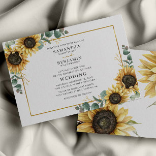 Sunflower and Eucalyptus Greenery Floral Wedding Invitation