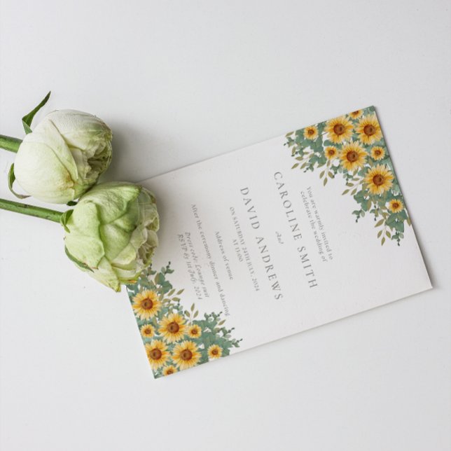 Sunflower and Eucalyptus Wedding Invitation (Creator Uploaded)