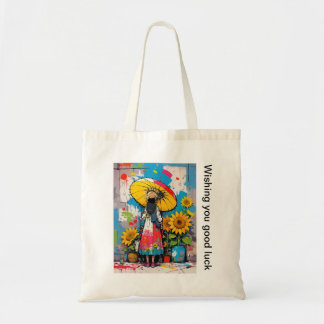 Sunflower and Girl Tote Bag