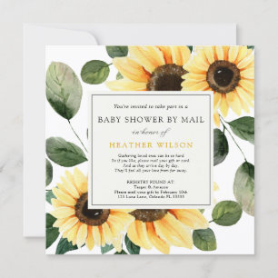Sunflower and Greenery Baby Shower by Mail Invitation
