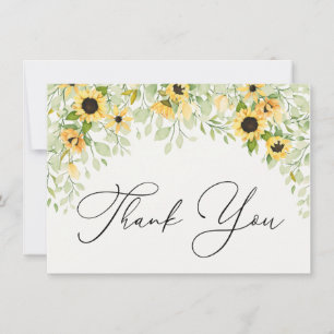 Sunflower and Greenery Thank You Note Card