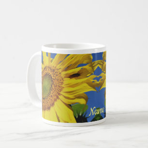 Sunflower And Guest Flower Personalised Coffee Mug