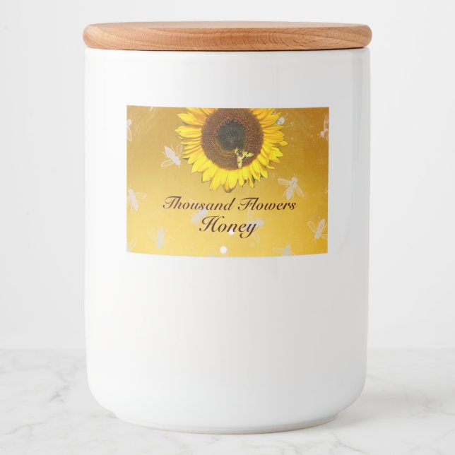 SUNFLOWER AND HONEY BEE ,BEEKEEPING, BEEKEEPER FOOD LABEL (Front)