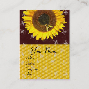 SUNFLOWER AND HONEY BEE ,BEEKEEPING, BEEKEPER BUSINESS CARD