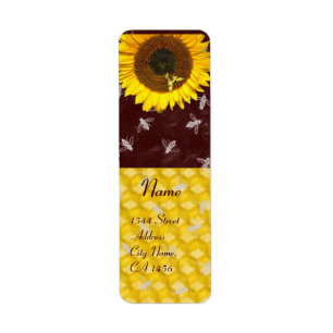 SUNFLOWER AND HONEY BEE ,BEEKEEPING, BEEKEPER RETURN ADDRESS LABEL