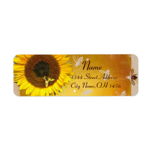 SUNFLOWER AND HONEY BEE ,BEEKEEPING, BEEKEPER RETURN ADDRESS LABEL