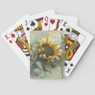 Sunflower and Honey Bee Playing Cards