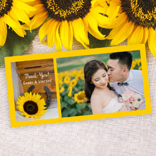 Sunflower and Horseshoe Western Wedding Thank You Card