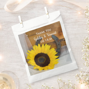 Sunflower and Horseshoe Western Wedding Thank You Favour Bag