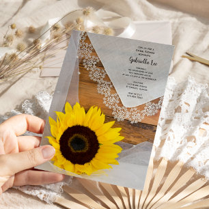 Sunflower and Lace Country Bridal Shower Invitation