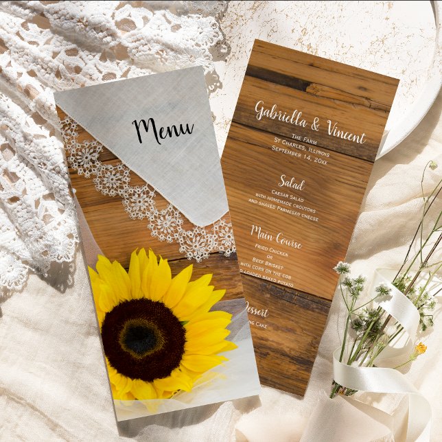 Sunflower and Lace Country Wedding Menu (Creator Uploaded)