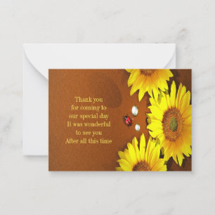 Sunflower And Ladybug Thank You Cards