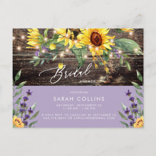 Sunflower and Lavender Bridal Rustic Shower Postcard