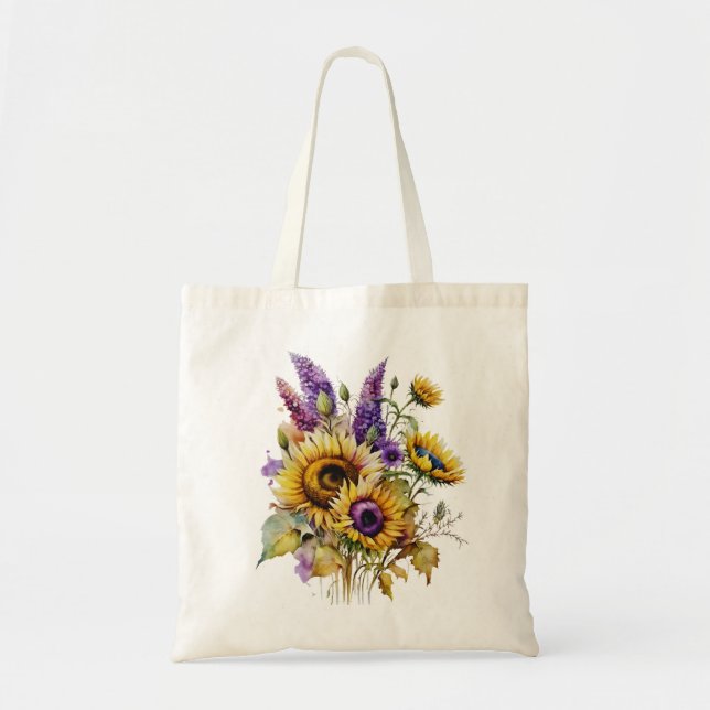 Sunflower and Lavender Tote Bag (Front)