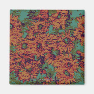 Sunflower and leaf camouflage pattern on magnet