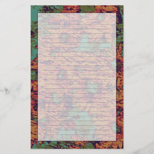 Sunflower and leaf camouflage pattern on stationery (Front)