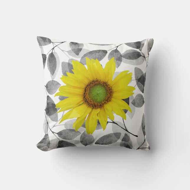 Sunflower and Leaves Cushion (Front)
