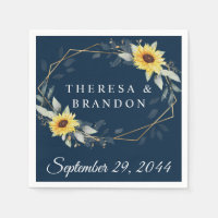 Sunflower and Navy Blue Geometric Rustic Wedding