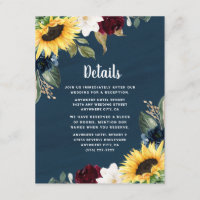 Sunflower and Navy Blue Watercolor Rustic Wedding
