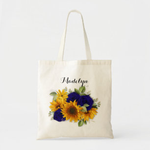 Sunflower and Navy Roses Bridesmaid Bags