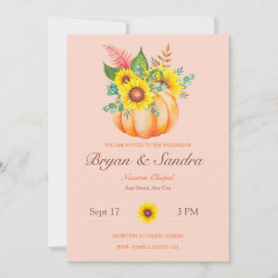 Sunflower and Pumpkin Fall Wedding Invitation