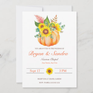 Sunflower and Pumpkin Fall Wedding Invitation