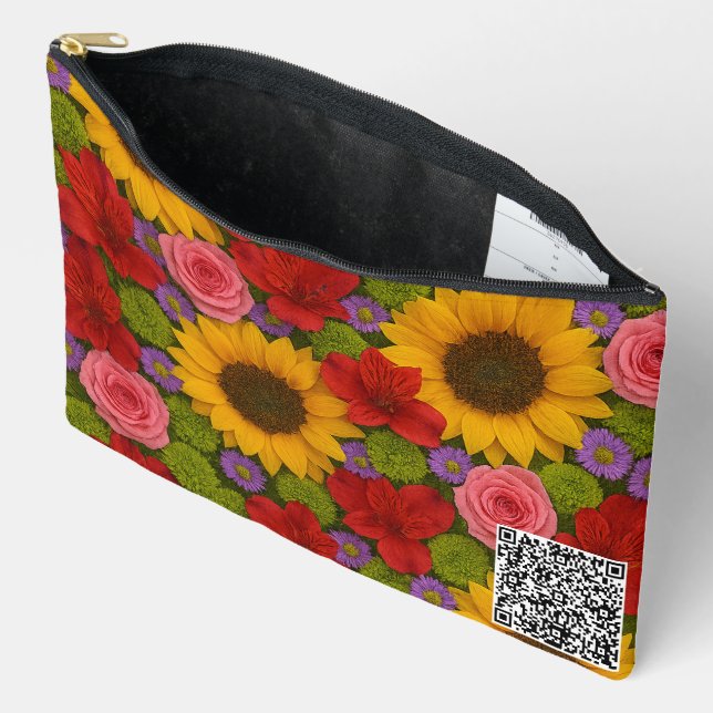 Sunflower and Rose Accessory Pouch (Open)