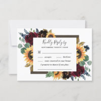 Sunflower and Roses Burgundy Red Navy Blue Wedding