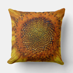 Sunflower and Seeds Bold Brush Strokes Painting Cushion
