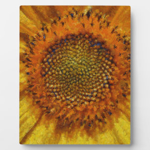 Sunflower and Seeds Bold Brush Strokes Painting Plaque