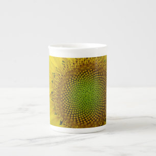 Sunflower and Seeds, Spiral, Golden Ratio Bone China Mug
