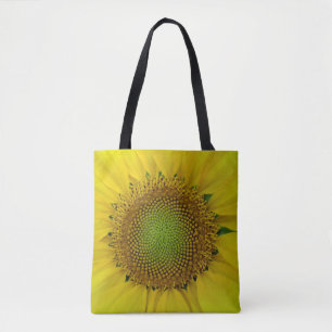 Sunflower and Seeds, Spiral, Golden Ratio Tote Bag