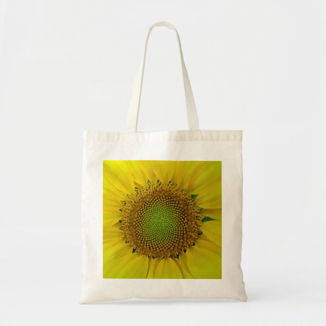 Sunflower and Seeds, Spiral, Golden Ratio  Tote Bag (Front)
