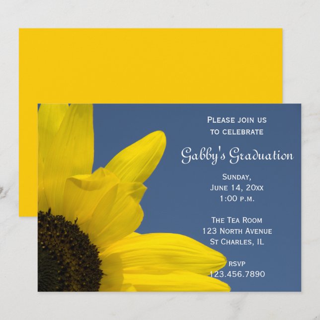 Sunflower and Sky Graduation Party Invitation (Front/Back)