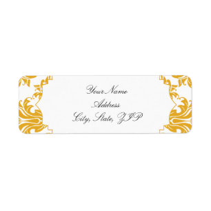 Sunflower and White Damask Return Address Label