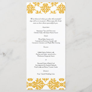 Sunflower and White Damask Wedding Menu