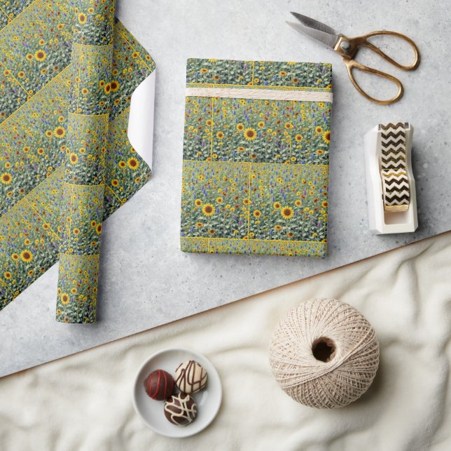 Sunflower and Wildflower Field Wrapping Paper (Crafts)