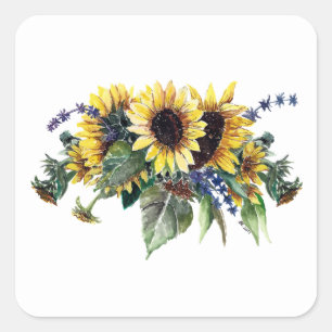 Sunflower and Wildflowers Square Sticker