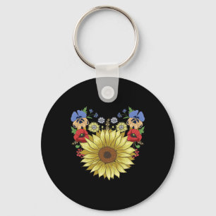 Sunflower Andpoppies Funny Ukraine Floral Ukrainia Key Ring