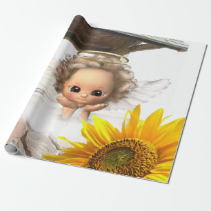 Sunflower Angel Matte Wrapping Paper