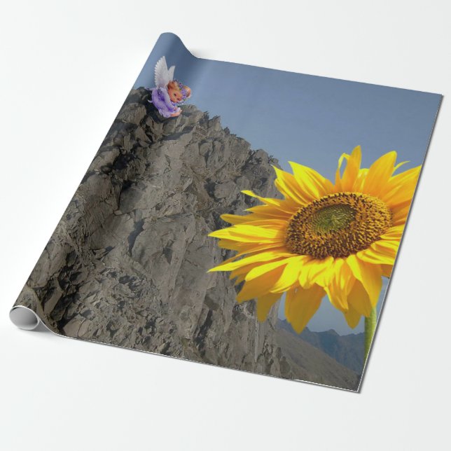 Sunflower Angel Matte Wrapping Paper (Unrolled)