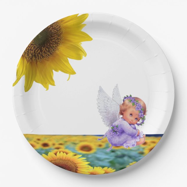 Sunflower Angel Paper Plates (Front)
