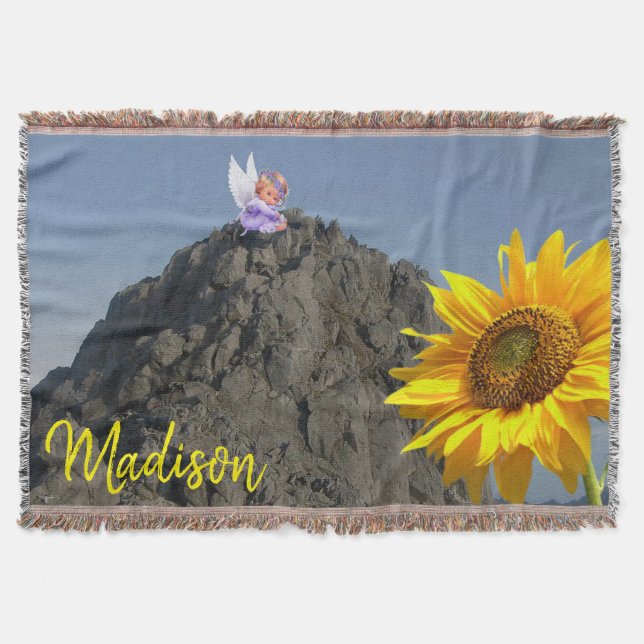 Sunflower Angel Throw Blanket (Front)