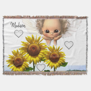 Sunflower Angel Throw Blanket